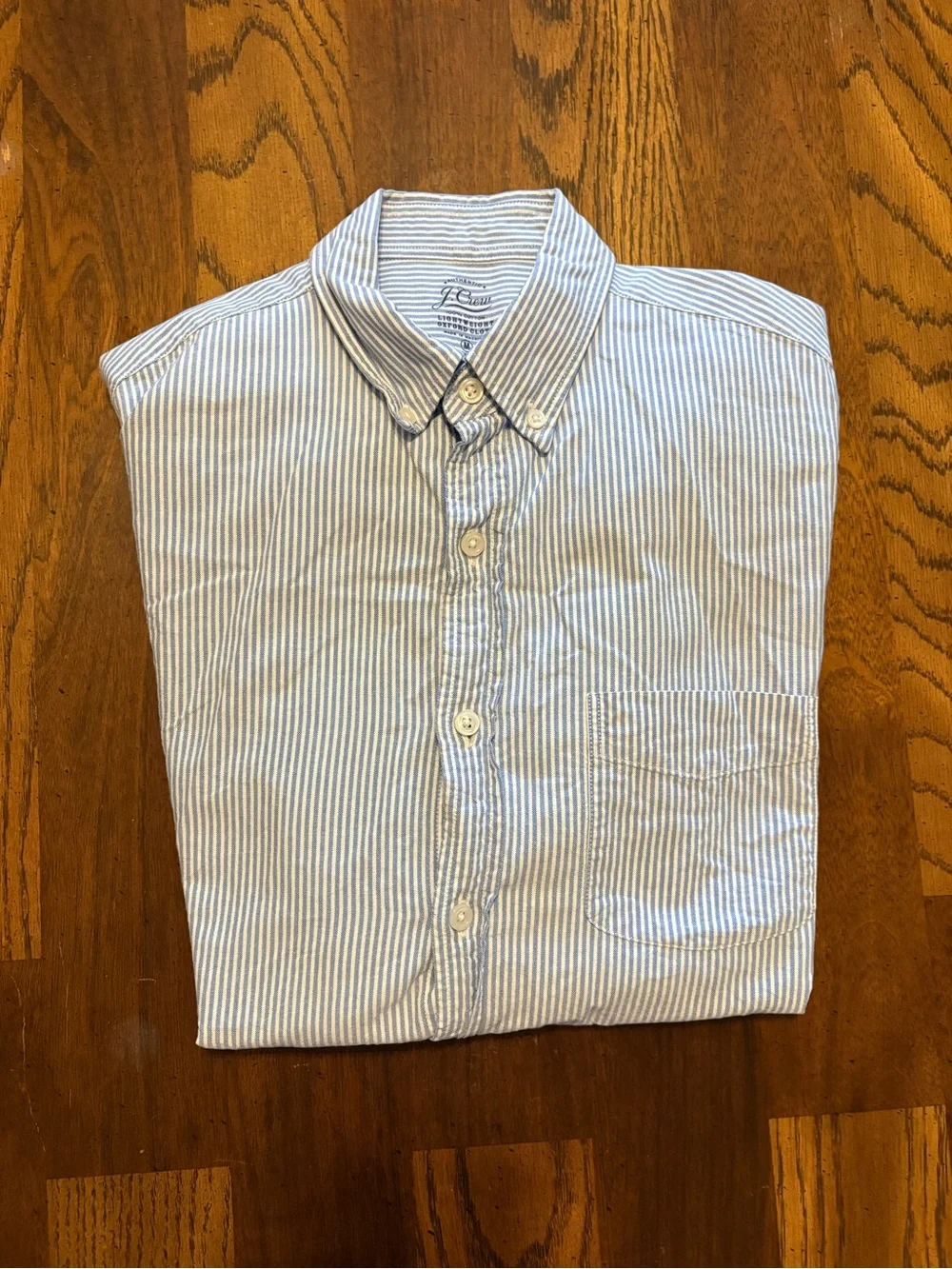 J. Crew Blue and White Striped Button-Down Shirt